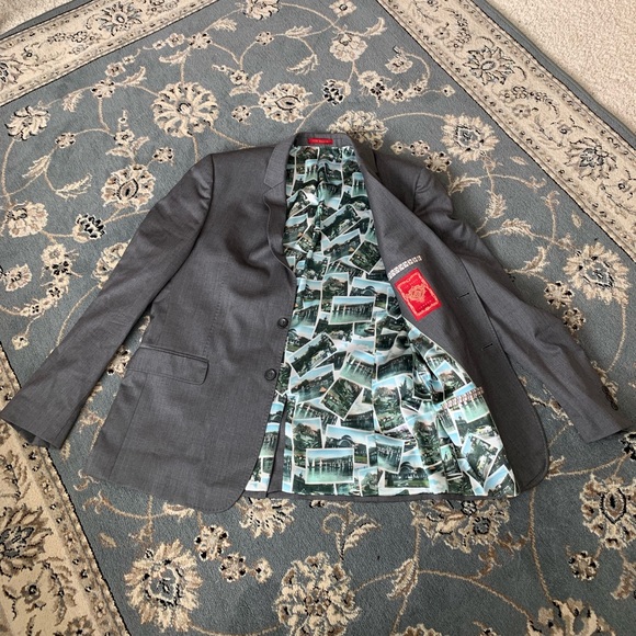 Men’s grey suit jacket, silk lined - Picture 1 of 4